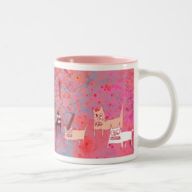 Caneca De Café Em Dois Tons gatos maus (Direita)