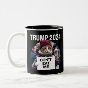 Caneca De Café Em Dois Tons Gatos Não Me Comam Para Trump 2024 