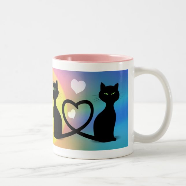 Caneca De Café Em Dois Tons Gatos no amor (Direita)