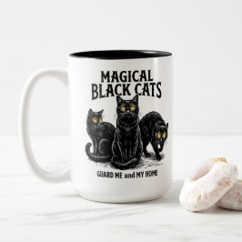 Caneca De Café Em Dois Tons Gatos Pretos Mágicos