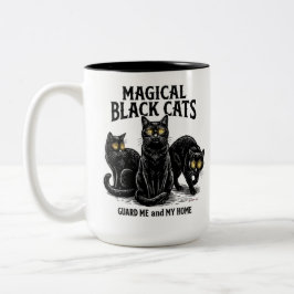 Caneca De Café Em Dois Tons Gatos Pretos Mágicos