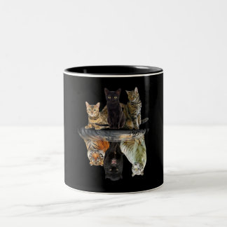 Caneca De Café Em Dois Tons Gatos Refletem Amigos De Gato Bonitos Tigre