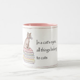 Caneca De Café Em Dois Tons Gatos - todas as coisas pertencem