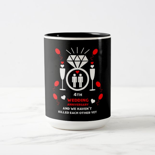 Caneca De Café Em Dois Tons Gay Men 4º Aniversário de Casamento (Centro)