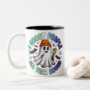 Caneca De Café Em Dois Tons Gay MLM Halloween Engraçado – Eu Assombo Pessoas