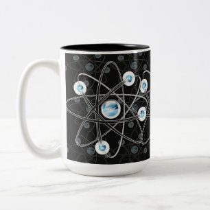 Caneca De Café Em Dois Tons Geek de Ciência - Símbolo Atom Black Mug
