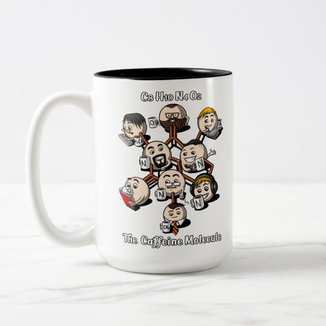 Caneca De Café Em Dois Tons Geek do café da ciência da molécula da cafeína da (Esquerda)