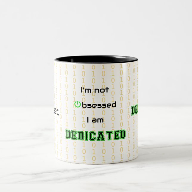 Caneca De Café Em Dois Tons Geek engraçado dedicado não obcecado (Centro)