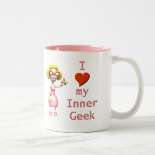 Caneca De Café Em Dois Tons Geek interno da menina