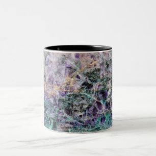 Caneca De Café Em Dois Tons gema de pedra amethyst da rocha do teste padrão d