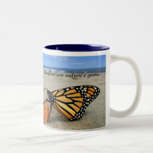 Caneca De Café Em Dois Tons Gemas da borboleta - azul por TDGallery