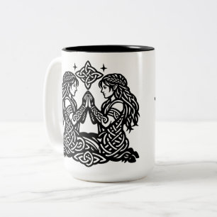 Caneca De Café Em Dois Tons Gêmeos — Gêmeos do Zodíaco da Tinta Assombrada