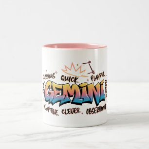Caneca De Café Em Dois Tons Gêmeos Zodíaco Grafite