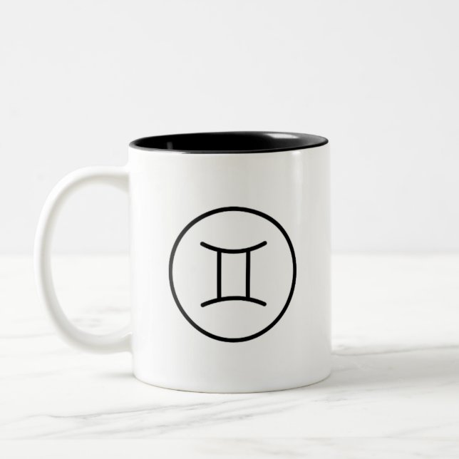 Caneca De Café Em Dois Tons Gemini Twins Horoscópio Zodiac Sinal Mug (Esquerda)