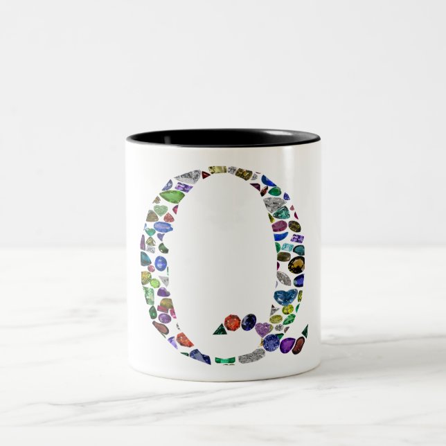 Caneca De Café Em Dois Tons Gemstone Monograma - Letra Q (Centro)