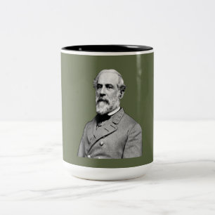 Caneca De Café Em Dois Tons General ⚔️ Robert E. Lee Army Green