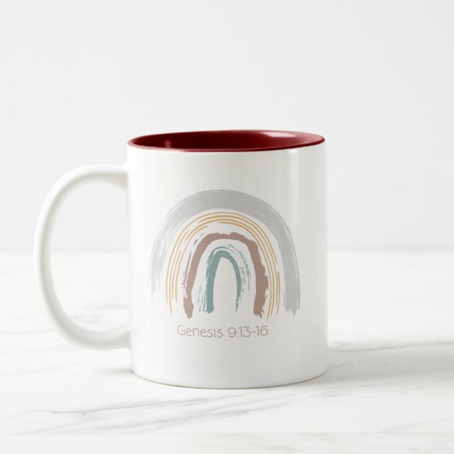 Caneca De Café Em Dois Tons Gênesis 9:13-16, Arco-íris (Esquerda)