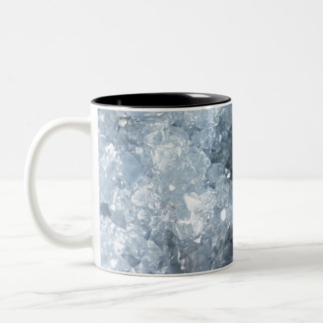 Caneca De Café Em Dois Tons Geodo Moderno de Agitação de Cristal Azul Celestia (Esquerda)