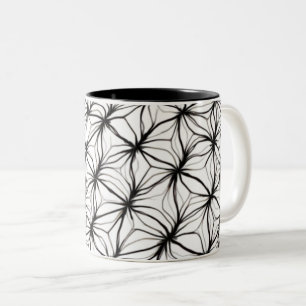 Caneca De Café Em Dois Tons Geometria de Rede – Abstrato de Malha de Diamante