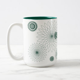 Caneca De Café Em Dois Tons Geometric Flower〜グリーン〜