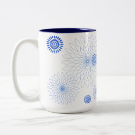 Caneca De Café Em Dois Tons Geometric Flower〜ブルー〜