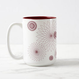 Caneca De Café Em Dois Tons Geometric Flower〜マルーン〜