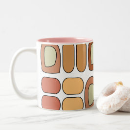 Caneca De Café Em Dois Tons Geométrico Colorido Moderno de Meados do Século