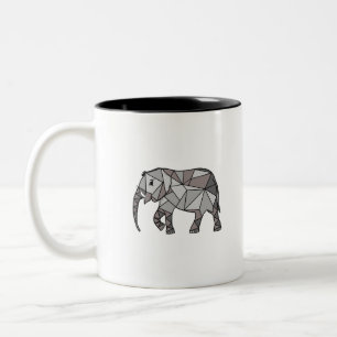 Caneca De Café Em Dois Tons Geométrico do elefante, cinza de bispo
