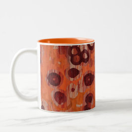 Caneca De Café Em Dois Tons Geométrico Vermelho e Laranja