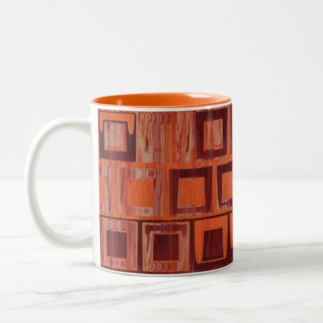 Caneca De Café Em Dois Tons Geométrico Vermelho e Laranja (Esquerda)