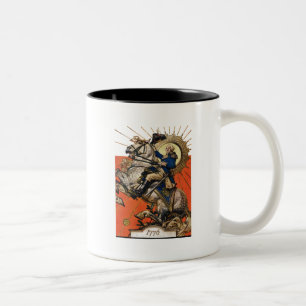 Caneca De Café Em Dois Tons George Washington a cavalo
