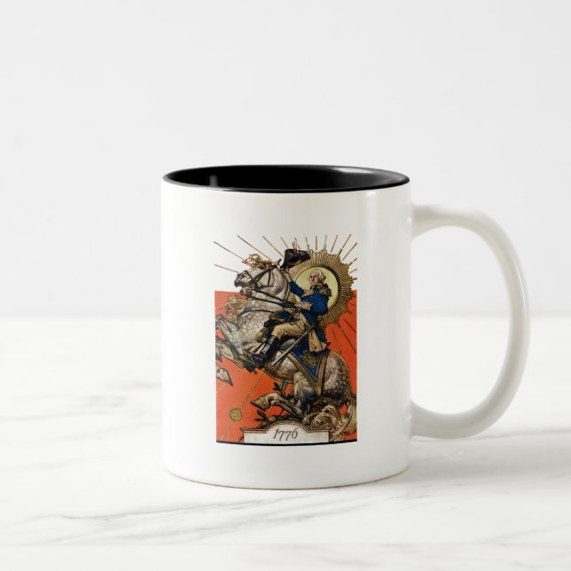 Caneca De Café Em Dois Tons George Washington a cavalo (Direita)