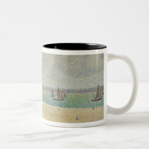 Caneca De Café Em Dois Tons Georges Pierre Seurat   Le Crotoy que olha rio