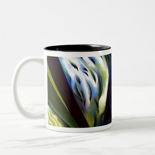 Caneca De Café Em Dois Tons Georgia O Keeffe Música Azul e Verde (Esquerda)