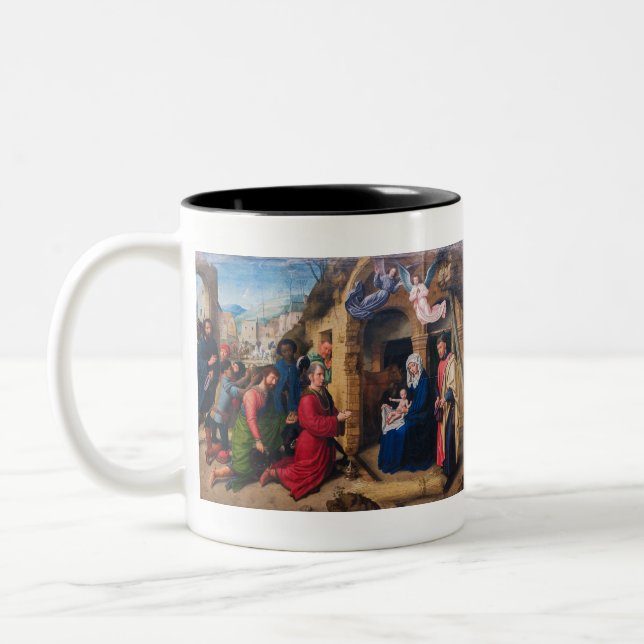 Caneca De Café Em Dois Tons Gerard David - Adoração do Magi - 15 Centur (Esquerda)