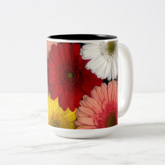 Caneca De Café Em Dois Tons Gerbera Daisy Mug com todas as cores das flores