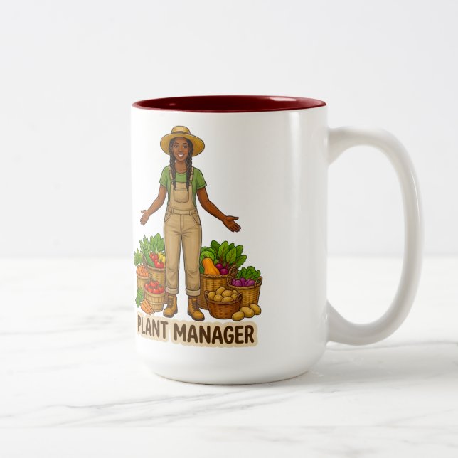 Caneca De Café Em Dois Tons Gerente de Planta Mulher Negra (Direita)