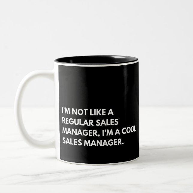 Caneca De Café Em Dois Tons Gerente de Vendas Engraçado Dizendo (Esquerda)