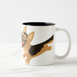 Caneca De Café Em Dois Tons German shepherd de animação feliz e giro