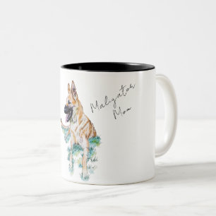 Caneca De Café Em Dois Tons German shepherd de Aquarela Malinois Mãe