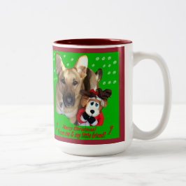 Caneca De Café Em Dois Tons German shepherd de Natal e Reindeer de Brinquedos