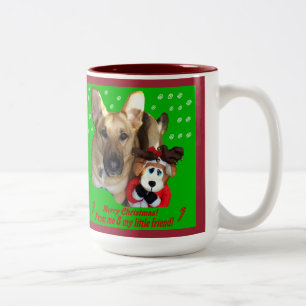 Caneca De Café Em Dois Tons German shepherd de Natal e Reindeer de Brinquedos