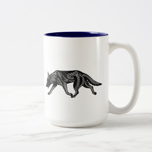 Caneca De Café Em Dois Tons German shepherd tribais (Direita)