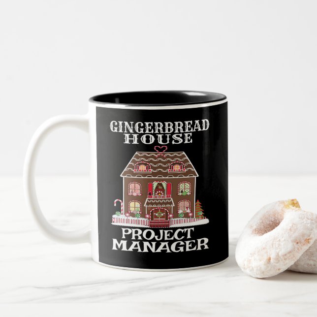 Caneca De Café Em Dois Tons Gestor de Projetos da Casa Gingercake (Com Donut)