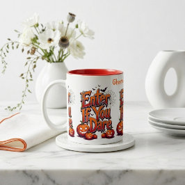 Caneca De Café Em Dois Tons Ghosts Don't Knock | Enter if You Dare Halloween