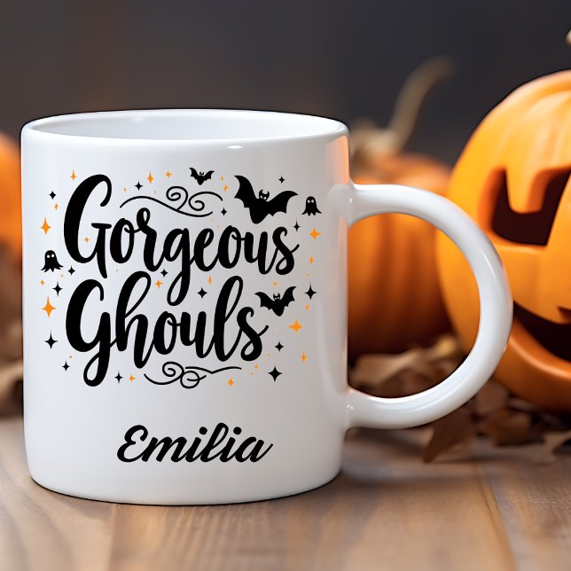 Caneca De Café Em Dois Tons Ghouls name Halloween Mug para Amigos (Criador carregado)
