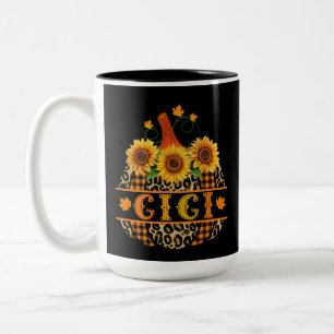 Caneca De Café Em Dois Tons Gi Pumpkin Leopard Imprimir Xadrez de Búfalo de Gi