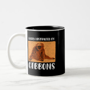 Caneca De Café Em Dois Tons Gibbon Ape Monkey Funny 2