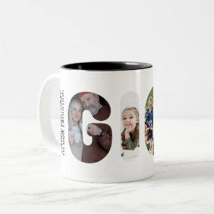 Caneca De Café Em Dois Tons Gigi Colagem de Fotos Personalizada Avó