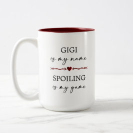 Caneca De Café Em Dois Tons Gigi é o meu nome Spoiling é o meu presente de fot